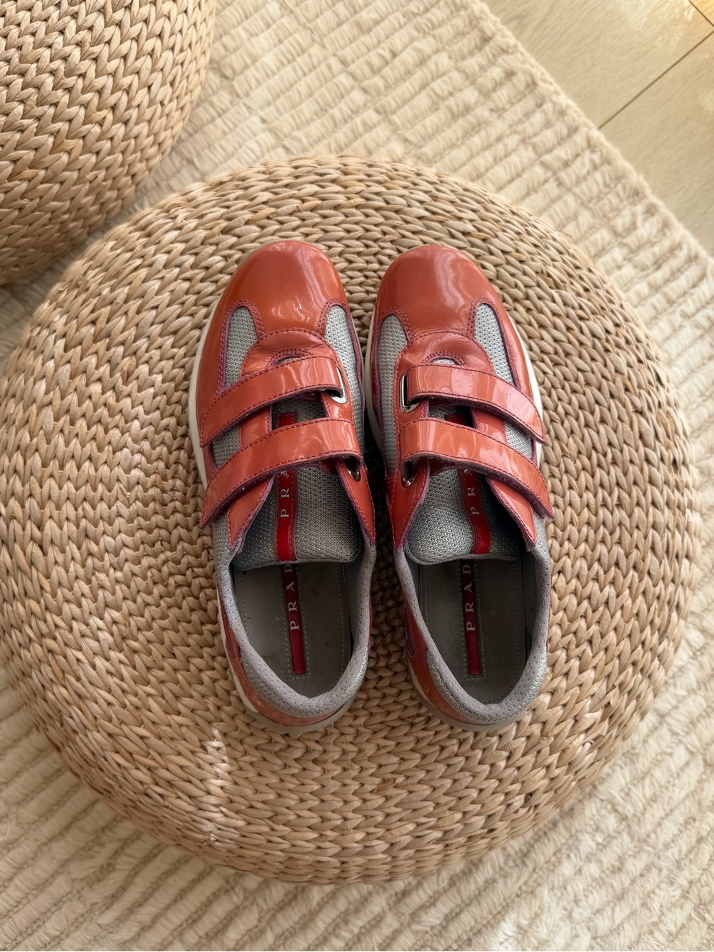 Prada America’s Cup Patent & Mesh Velcro Sneakers